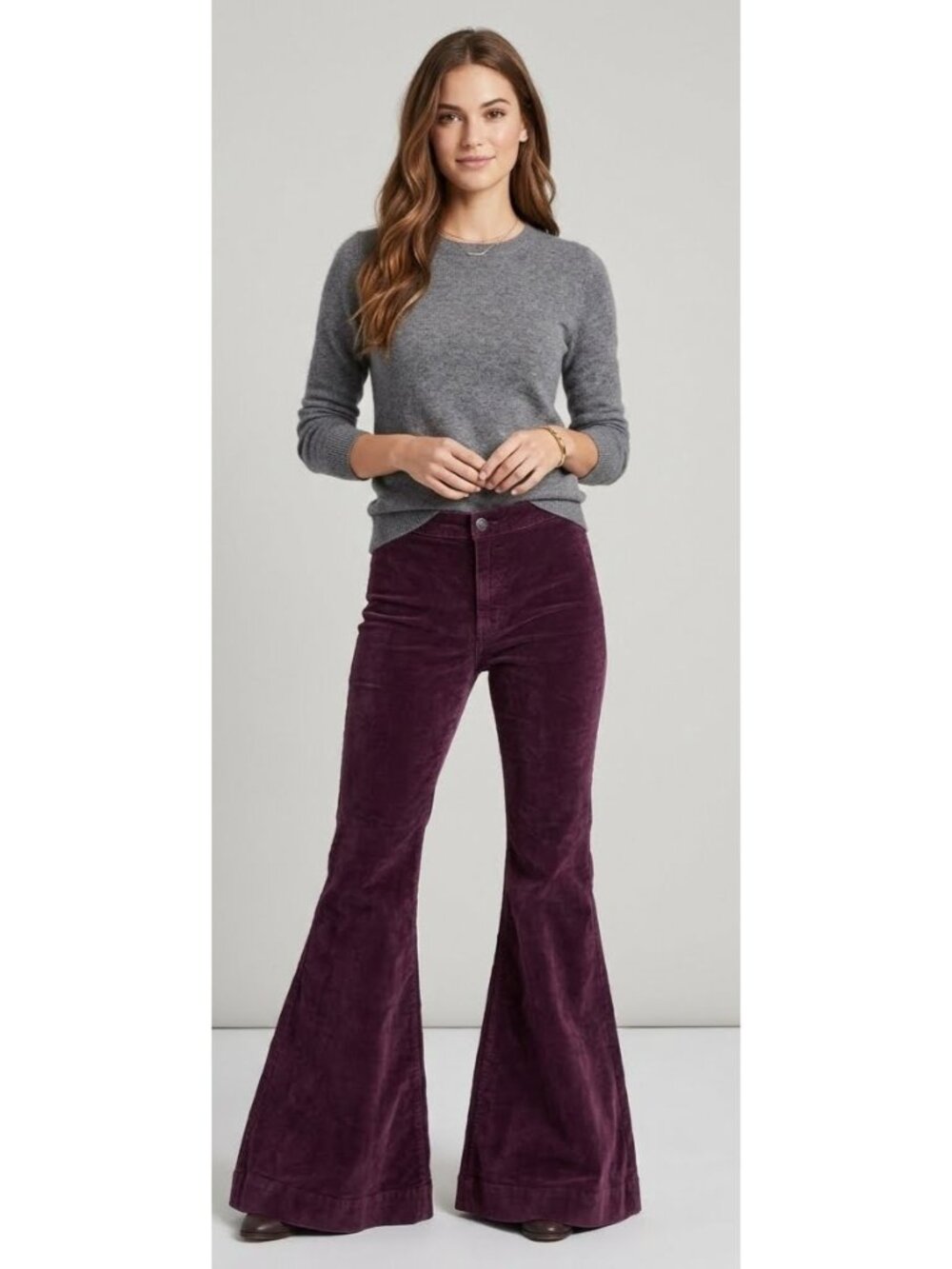 We The Free People Just Float On Burgundy Velvet Flare Boho Jeans Pants